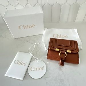 NWT Chloe Marcie Square French Wallet Tan Gold